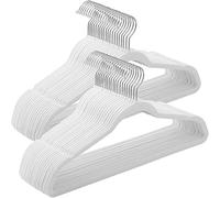SONGMICS Set of 50 Velvet Hangers, 41.5 cm Wide, Space-Saving, High Load Capacity, with 360° Swivel Hooks, for Coats Shirts Suits, White and Silver CRF026W04