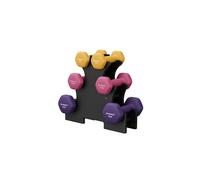SONGMICS Set of 6 Dumbbells with Storage Stand, Hand Weights with Neoprene Coating, Hexagonal Dumbbells, 1 kg, 1.5 kg, 2 kg, Home Workout, Fitness, Y