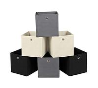SONGMICS Set of 6 Foldable Storage Boxes, 30 x 30 x 30 cm | Fabric Storage Cubes, Clothes Organiser, Toy Bins with Grommet, for Bedroom, Living Room, Ink Black, TINA Collection RFB06GHM