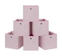 SONGMICS Set of 6 Foldable Storage Boxes, 30 x 30 x 30 cm | Storage Cubes, Paper, Non-Woven Fabric, Holds 5 kg, Metal Grommet, for Bedroom, Jelly Pink, Tina Collection RFB02PK-3