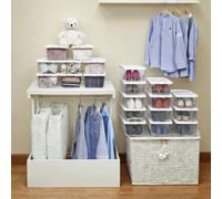 Set of 12 Shoe Boxes, Plastic Storage Boxes with Lid, Transparent, Transparent / Set of 8
