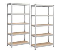 Songmics Shelving Heavy Duty 5 Shelves Silver/Natural 40x90x180cm 2pcs