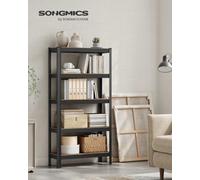 Songmics Shelving Unit, 150 X 75 X 30 Cm, Max. Load 650 Kg, Storage Rack With Adjustable Shelves, Black And Rustic Brown