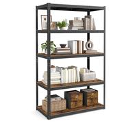 SONGMICS Shelving Unit, Adjustable Storage Shelves, 750 kg Load Capacity | 60 x 120 x 200 cm, 5-Tier, 150 kg per Shelf, for Living Room, Kitchen, Garage, Tan and Black, GLR060B11