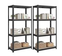 SONGMICS Shelving Unit, Adjustable Storage Shelves, Set of 2 | 40 x 80 x 160 cm, 4-Tier, 130 kg per Shelf, for Living Room, Kitchen, Garage, Greige and Black, GLR044B22