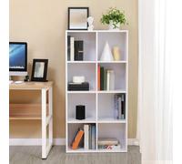 Songmics Shelving Unit, Bookcase, 8-Compartment Wooden Storage Unit, Floor-Standing Organizer, White