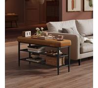 Songmics Shoe Bench, Entryway Seating With Storage, Hallway Furniture, Compact Design, Caramel Brown