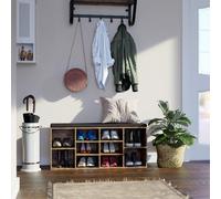 Songmics Shoe Bench, Shoe Shelf, Shoe Rack, Storage Cabinet, 10 Compartments, With Cushion, For Entryway, Rustic Brown