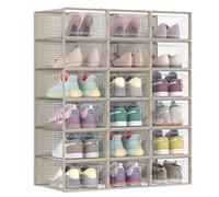 SONGMICS Shoe Boxes Pack of 18 Stackable Shoe Storage Organisers Foldable a