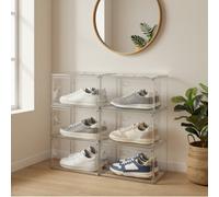 Songmics Shoe Boxes, Pack Of 6 Stackable Shoe Organisers With Clear Door, Plastic Shoe Storage For Uk Size 11
