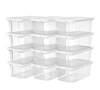 SONGMICS Set of 12 Shoe boxes Storage boxes for shoes Shoe storage box Transparent With plastic lid for shoes up to size 41 LSP12WT