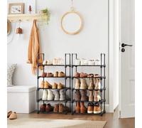 Songmics Shoe Cabinet, Dual 5-Tier Metal Storage System For Multi-Room Organization, Black