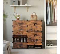Songmics Shoe Cabinet, Modular Storage System With Door Access, Rustic Brown