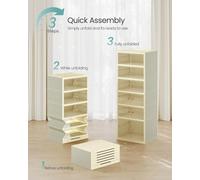 Songmics Shoe Cabinet, Slim Foldable Shoe Rack Organiser, Clear Door, For 12 Pairs, For Boots, Trainers, Hallway, 6 Tiers