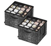 SONGMICS Shoe Organiser Box 16 Pairs, Clear Lid, Ink Black