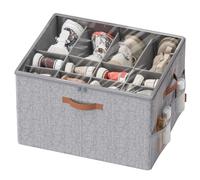 SONGMICS Shoe Organiser Box, Shoe Storage for Wardrobe, Fits 16 Pairs, Container Bin with Handles and Clear Cover, Adjustable Dividers, Customisable, Dove Grey LSP555G01