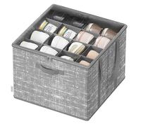 SONGMICS Shoe Organiser for Closet, Fits 16 Pairs, Shoe Storage Bin, Fabric Container with Handles and Clear Cover, for Bedroom, Entryway, Wardrobe, Cattail Grey LSP601G01