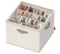 SONGMICS Shoe Organisers for up to 16 Pairs Each, Space-Saving Shoe Storage, Adjustable Dividers, Stackable, Transparent Lid, for Closet, Set of 2, Cappuccino Beige LSP622LH01