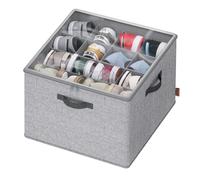 SONGMICS Shoe Organiser for up to 16 Pairs, Space-Saving Shoe Storage, Adjustable Dividers, Stackable, Transparent Lid, for Closet, Dove Grey LSP621GD01