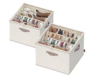 SONGMICS Shoe Organisers for up to 16 Pairs Each, Space-Saving Shoe Storage, Adjustable Dividers, Stackable, Transparent Lid, for Closet, Set of 2, Cappuccino Beige LSP622LH01