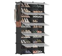 SONGMICS Shoe Rack, 10-Slot Modular Storage Organiser Unit, 82x32x152cm, Black