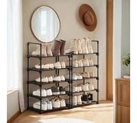 Songmics Shoe Rack, 10-Tier Metal Shoe Storage Organiser, Customisable Design, Metal Frame, Space-Saving Rack