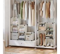 Songmics Shoe Rack, 16 Cubes, Modular Storage Unit, Diy Shelving, Stackable Pp Plastic Cubes, Wardrobe, Cream White