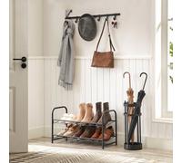 Songmics Shoe Rack, 2-Tier Stackable Shoe Storage Shelf, Metal Shoe Organiser With Adjustable Flat Or Angled Shelves,black