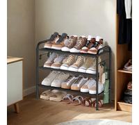 Songmics Shoe Rack, 3-Tier Shoe Organizer, Fabric Shoe Shelf Storage With 4 Hooks, Holds Up To 12 Pairs Of Shoes