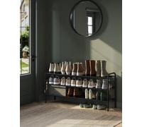 Songmics Shoe Rack, 3-Tier Shoe Organizer, Metal Shoe Shelf Storage With 4 Side Hooks, Holds 18 Pairs Of Shoes,ink Black
