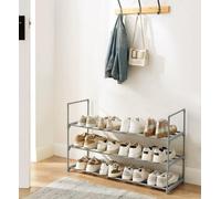 Songmics Shoe Storage, 3-Level Metal Rack System With Multi-Purpose Design, Grey