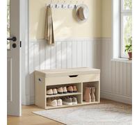 Songmics Shoe Storage, Cushioned Bench With Hidden Compartments, Natural Beige