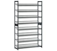 Songmics Shoe Storage Rack Metal Mesh Angled 8 Shelves Grey