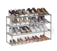 Songmics Shoe Storage Rack Metal Slat 3 Shelves Grey L:92cm