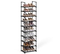Songmics Shoe Storage Rack Plastic Slat 10 Shelves Black