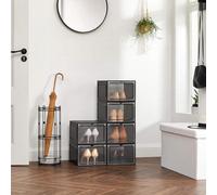 Songmics Shoe Storage, Six-Pack Clear Door Organizers With Easy-Stack Design, Black