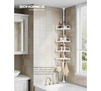 Songmics Shower Corner Shelf, 4-Tier Bathroom Shower Shelf, 85-305 Cm Adjustable Shower Caddies, Bathroom Organiser, White