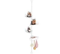 SONGMICS Shower Corner Shelf, 4-Tier Bathroom Shower Shelf, 85-305 cm Adjustable Shower Caddies, Bathroom Organiser, White BCB001A