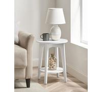 Songmics Side Table, Small Round Table For Living Room, Bedside Table For Small Spaces With Lower Shelf, Modern Style, White