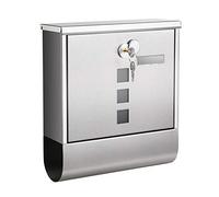SONGMICS Silver GMB020S02 Wall Mounted Post Box with Lock with Cover, Viewing Windows, Name Slot, Newspaper Roller, Easy to Install, Silver