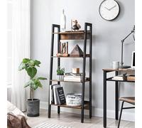 Songmics Slim Ladder Shelf, 4-Tier Vertical Bookcase, Shelving Unit, Stylish Storage Unit For Home Office, Rustic Brown & Ink Black