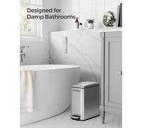 Songmics Slim Pedal Toilet Bin With Lid, Soft Close Steel, Compact Small Space Bathroom Bin, Silver