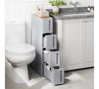 Songmics Slim Rolling Storage Cart, Narrow Bathroom Organizer With Drawers, Space Saving Kitchen Cabinet, Pp Plastic, Gray