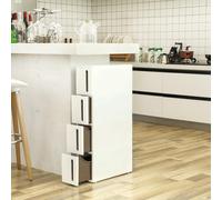 SONGMICS Slim Storage Tower on Wheels with 4 Tier Plastic Shelves in Brown SONGMICS Brown