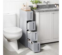 SONGMICS Slim Storage Tower on Wheels with 4 Tier Plastic Shelves in Grey SONGMICS Grey