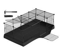 SONGMICS Small Animal Playpen Cage with Waterproof Mat, 20 Panels | Top and Side Door, for Rabbits, Guinea Pigs, 123 x 63 x 41.5 cm, Ink Black, DAMION Collection LPI012BH01