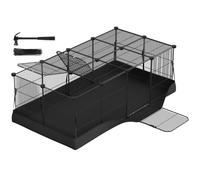 SONGMICS Small Animal Playpen Cage with Waterproof Mat, Top and Side Door, for Rabbits, Guinea Pigs, 20 Panels, 123 x 63 x 41.5 cm, Ink Black LPI012B