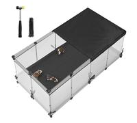 SONGMICS Small Animal Playpen, Semi-Transparent Panels, Breathable Top, Waterproof Fabric Mat, Indoor Rabbit Run, Guinea Pig Cage, 144 x 74 x 57 cm, Cloud White LPC016W01