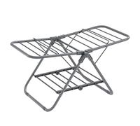 SONGMICS Small Laundry Airer, Foldable 2-Level Clothes Drying Rack, Space-Saving, Metal Structure, for Small Clothes, Towels, Bathroom, Balcony, 44 x 101 x 54 cm, Dove Grey LLR504G01