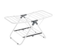 SONGMICS Small Laundry Airer, Foldable 2-Level Clothes Drying Rack, Space-Saving, Metal Structure, for Small Clothes, Towels, Bathroom, Balcony, 44 x 101 x 54 cm, Cloud White LLR504W01